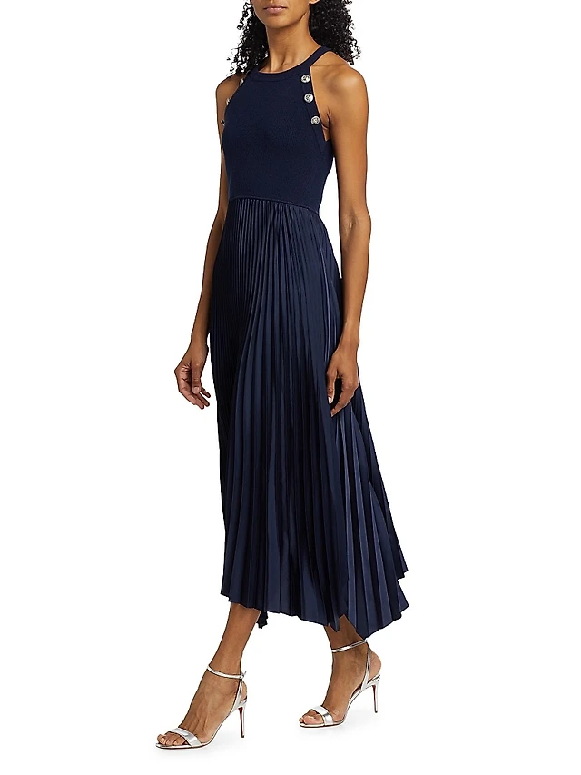 gwen midi dress Gwen Knit Midi Dress with Contrast Flared Hems