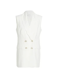 Daniela Scallop-Lapel Sleeveless Blazer