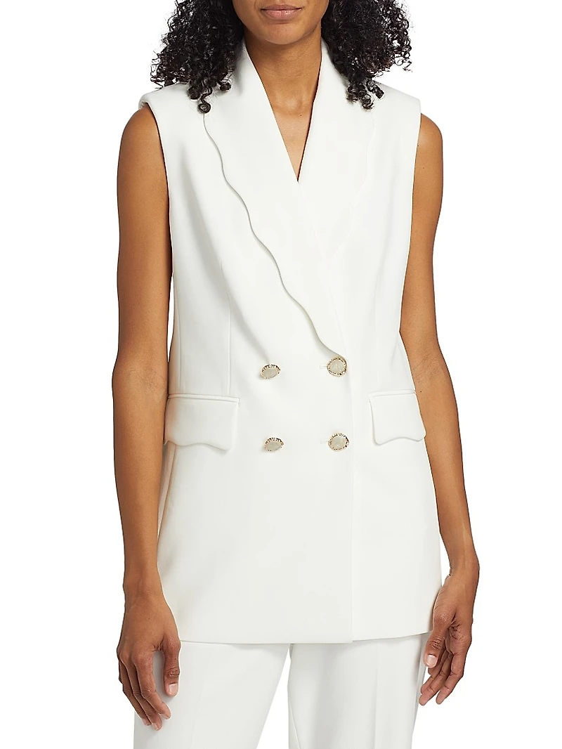 Daniela Scallop-Lapel Sleeveless Blazer