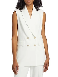 Daniela Scallop-Lapel Sleeveless Blazer