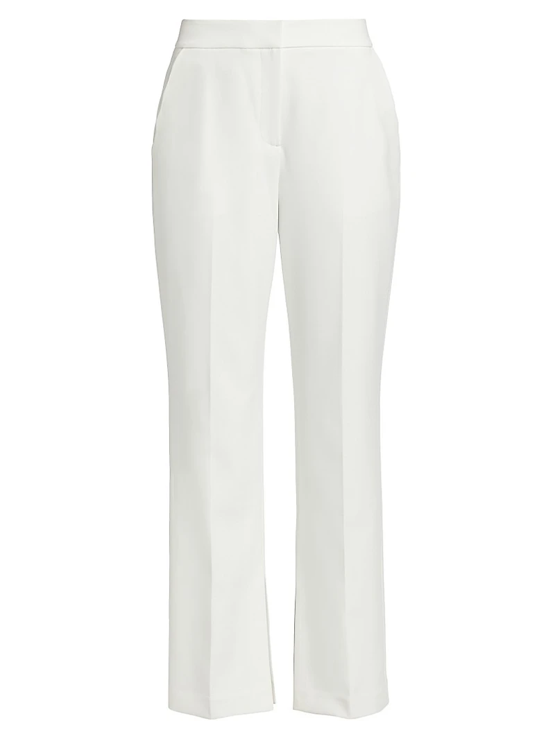 Daniela Scallop-Pocket Straight-Leg Pants