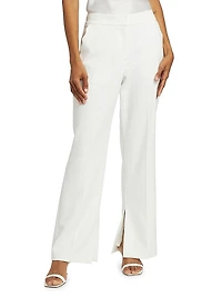Daniela Scallop-Pocket Straight-Leg Pants