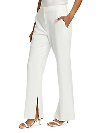 Daniela Scallop-Pocket Straight-Leg Pants