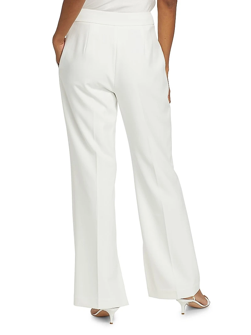 Daniela Scallop-Pocket Straight-Leg Pants