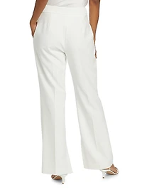 Daniela Scallop-Pocket Straight-Leg Pants