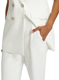 Daniela Scallop-Pocket Straight-Leg Pants