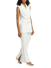 Daniela Scallop-Pocket Straight-Leg Pants