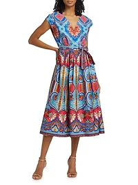 Adeline Tapestry Floral Cotton Midi-Dress