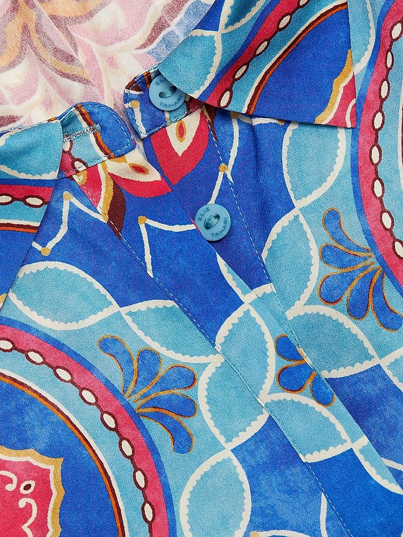 Chrissy Tapestry Floral Silk-Blend Blouse