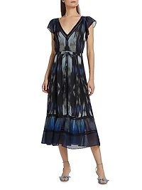 Ombré Drawstring Midi-Dress