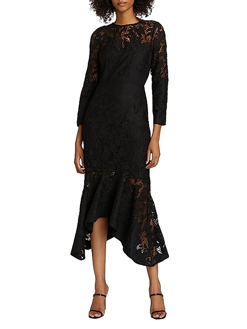 Guipure Lace Trumpet Cocktail Dress