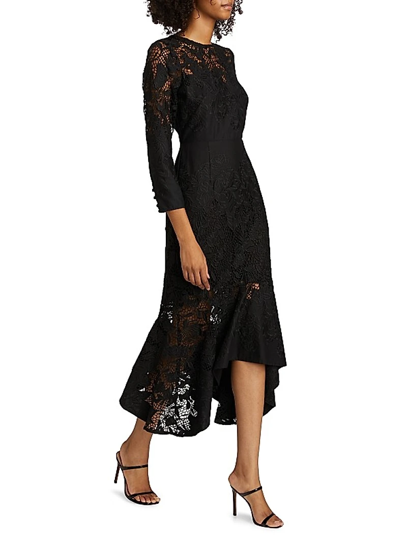 Guipure Lace Trumpet Cocktail Dress