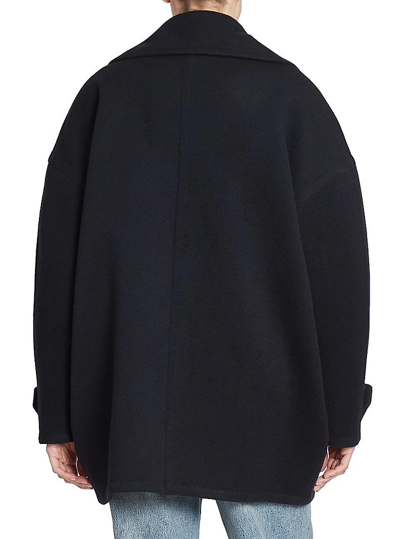 Pebble Wool-Cashmere Blend Peacoat