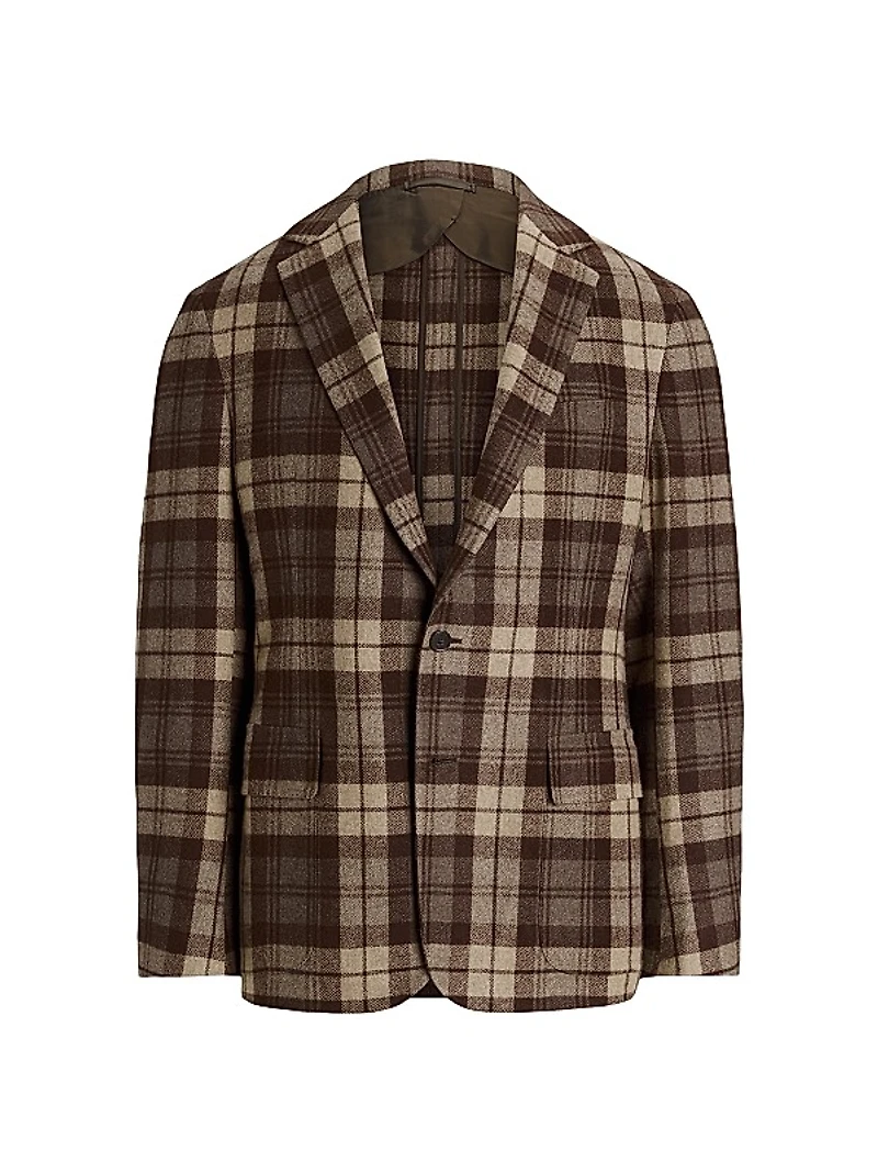 Hadley Plaid Cashmere Two-Button Jacket