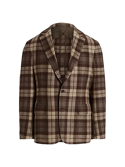 Hadley Plaid Cashmere Two-Button Jacket