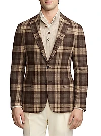 Hadley Plaid Cashmere Two-Button Jacket