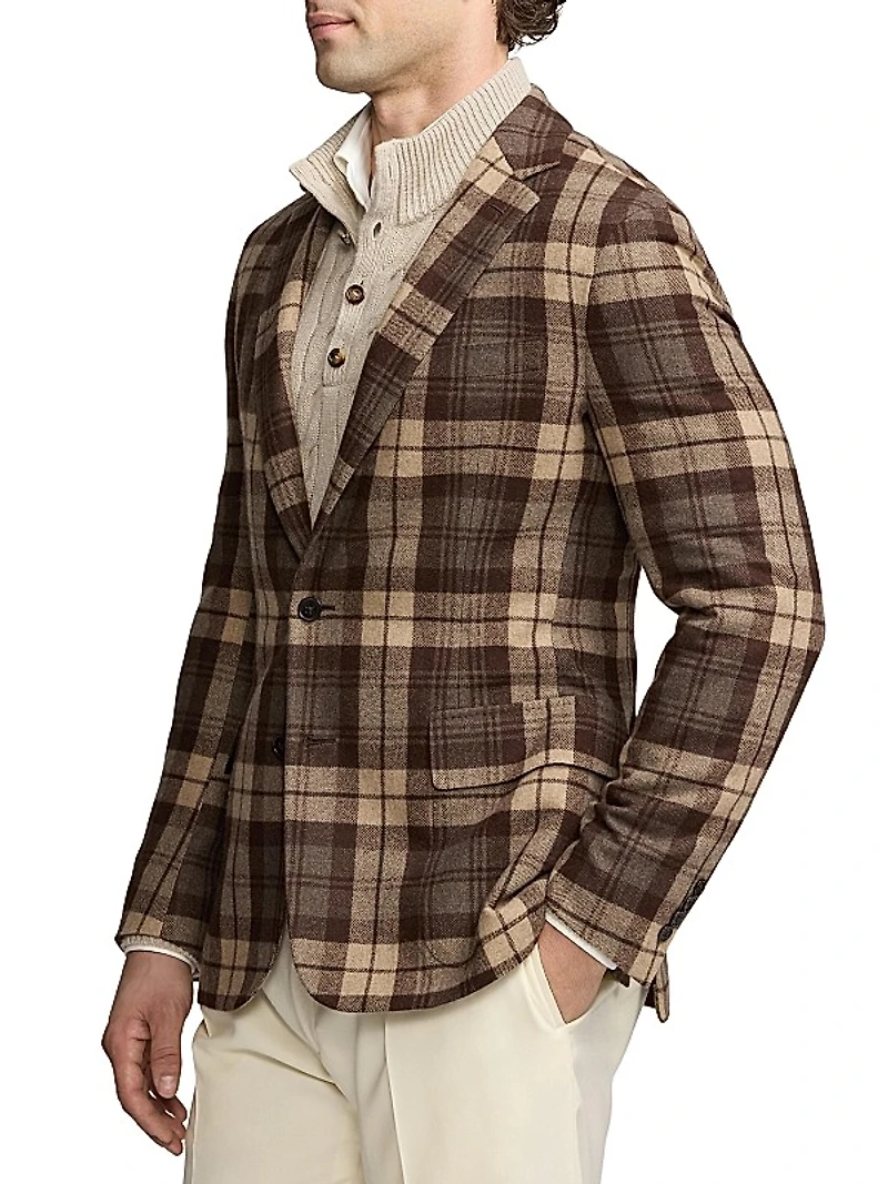 Hadley Plaid Cashmere Two-Button Jacket