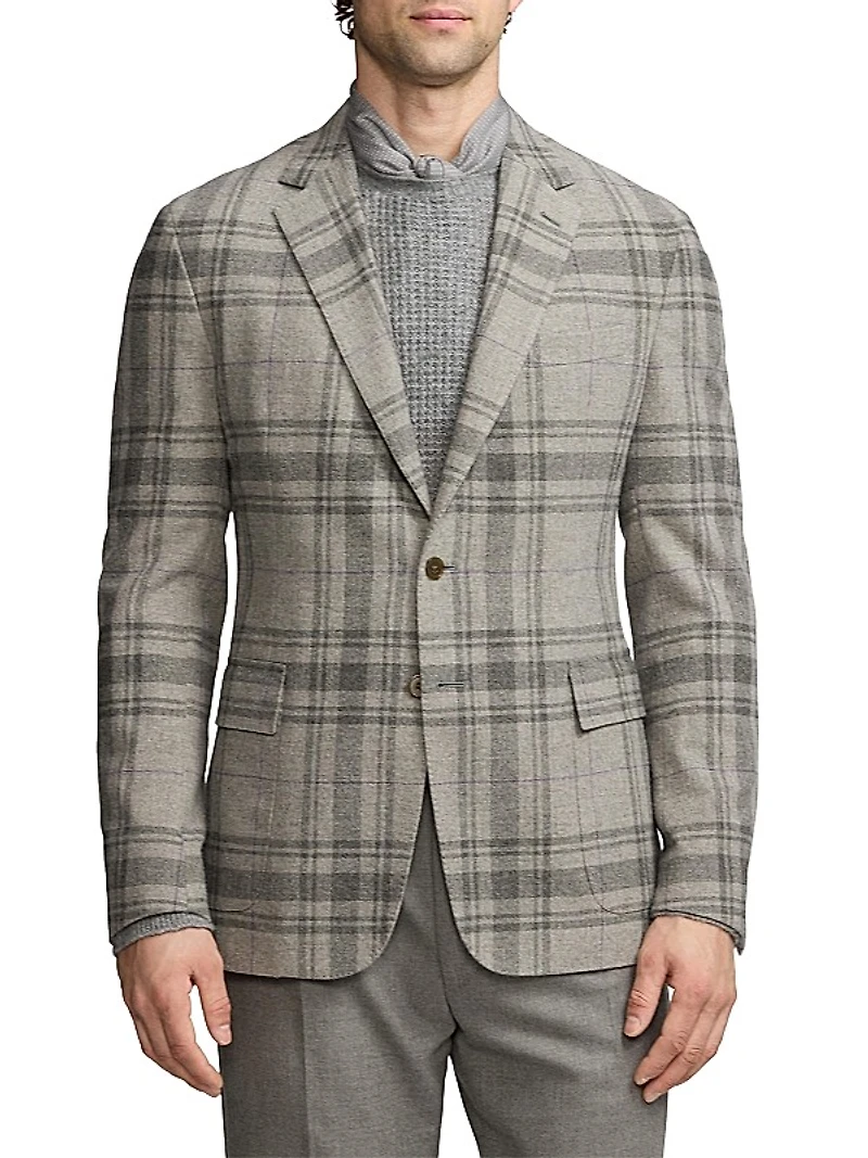 Hadley Plaid Wool Two-Button Jacket