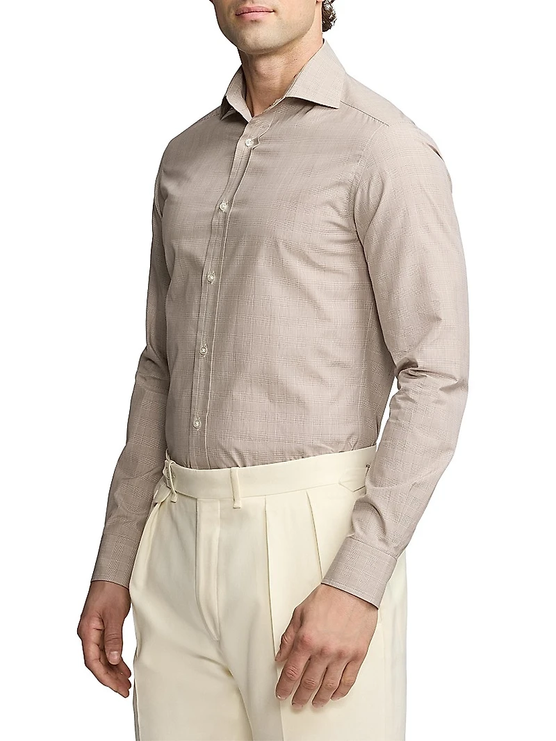 Glen Check Cotton Dress Shirt