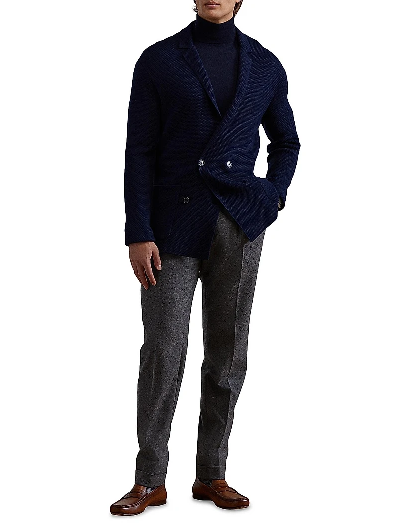 Wool-Blend Blazer Cardigan