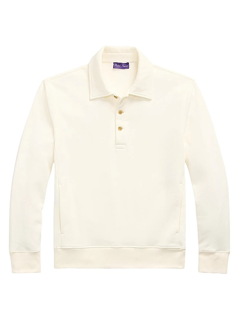 Cotton-Blend Long-Sleeve Polo Sweater