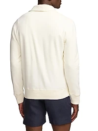 Cotton-Blend Long-Sleeve Polo Sweater