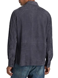 Plaid Suede Button-Front Shirt Jacket
