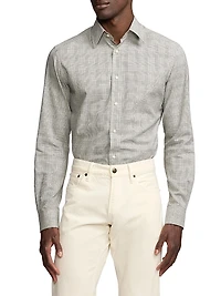 Cotton Flannel Glen-Check Sport Shirt