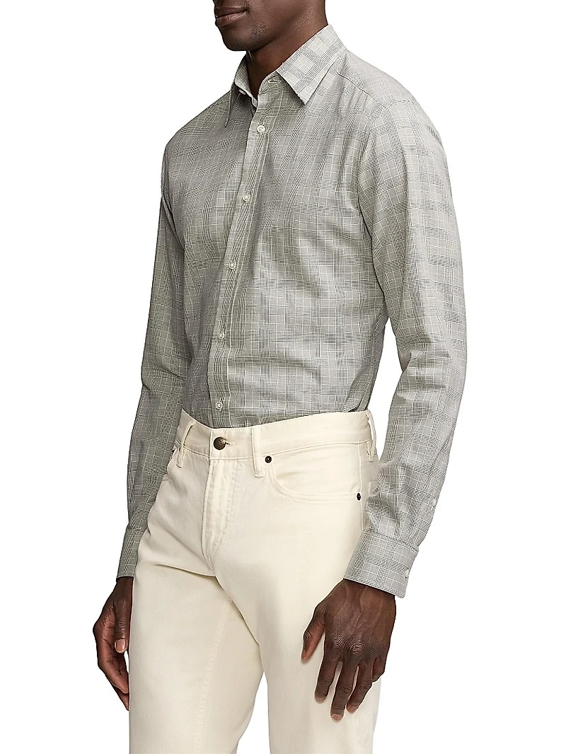 Cotton Flannel Glen-Check Sport Shirt