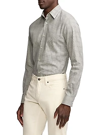 Cotton Flannel Glen-Check Sport Shirt
