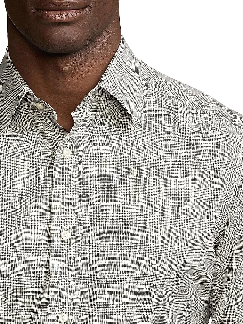 Cotton Flannel Glen-Check Sport Shirt