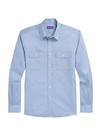 Herringbone Cotton Button-Front Shirt