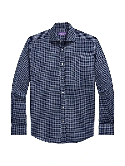 Herringbone Cotton Button-Front Shirt