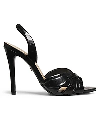 Keefa 100MM Crocodile-Embossed Leather Slingback Sandals