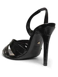 Keefa 100MM Crocodile-Embossed Leather Slingback Sandals