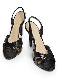 Keefa 100MM Crocodile-Embossed Leather Slingback Sandals
