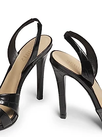 Keefa 100MM Crocodile-Embossed Leather Slingback Sandals