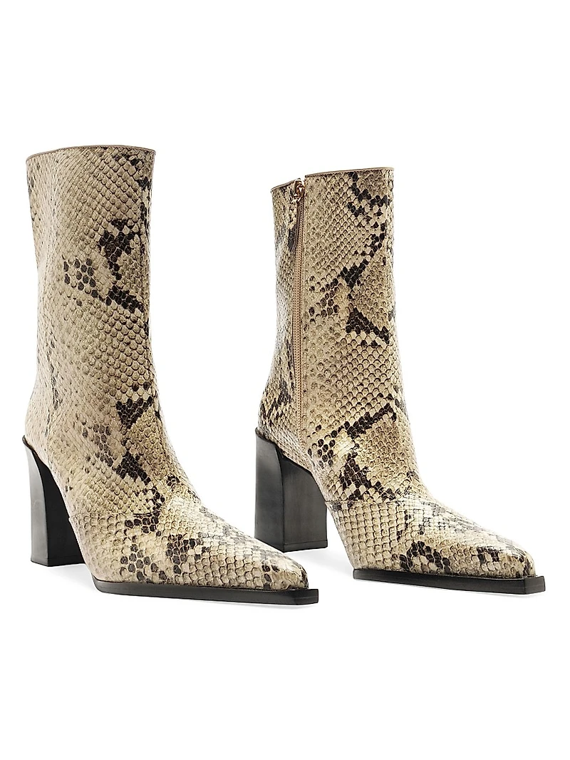 Raffaela 90MM Snake-Print Leather Boots