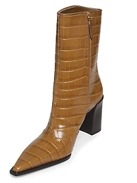 Raffaela 90MM Crocodile-Embossed Leather Booties