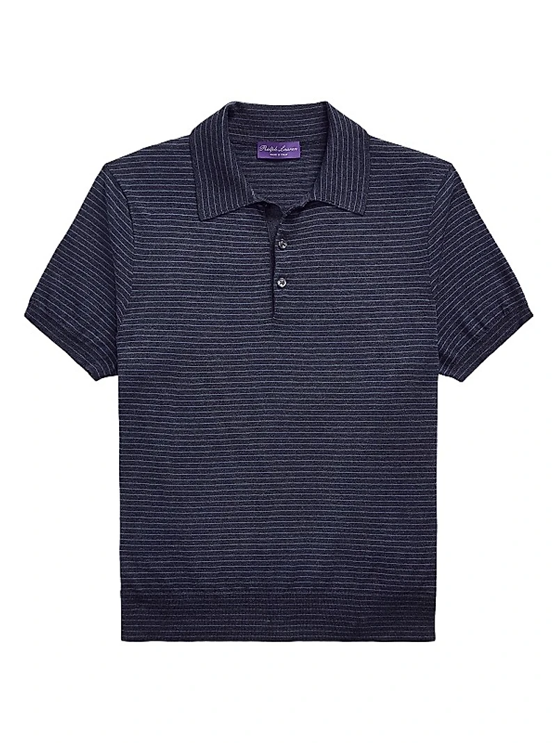 Striped Silk-Cotton Polo Shirt