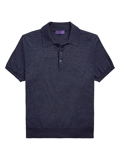 Striped Silk-Cotton Polo Shirt