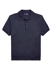 Striped Silk-Cotton Polo Shirt