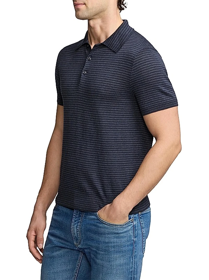 Striped Silk-Cotton Polo Shirt
