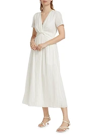 Esmeray Striped Linen-Blend Midi-Dress