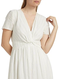 Esmeray Striped Linen-Blend Midi-Dress