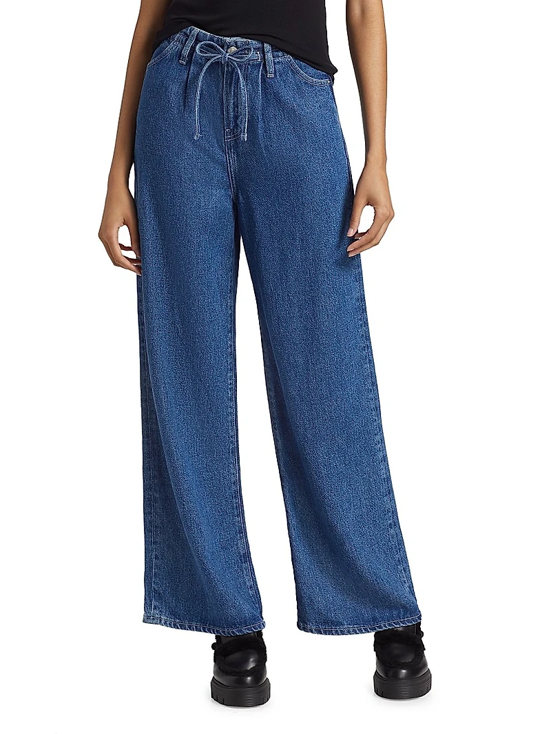 Super Drape Drawstring Wide-Leg Jeans