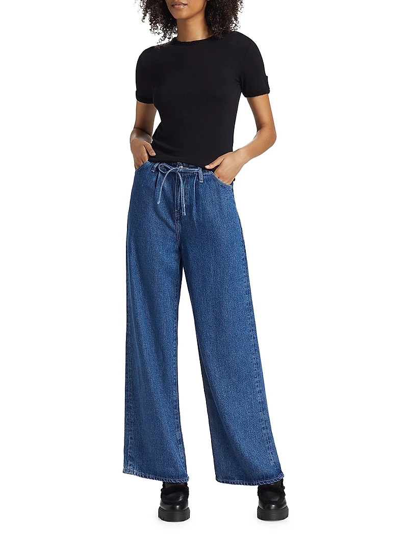 Super Drape Drawstring Wide-Leg Jeans