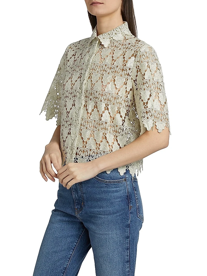 Lace Button-Up Shirt