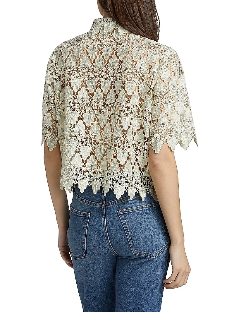 Lace Button-Up Shirt