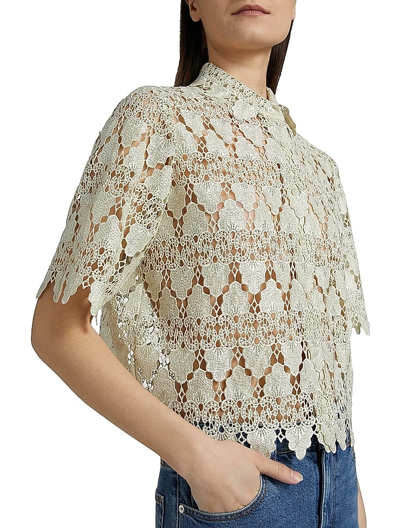 Lace Button-Up Shirt